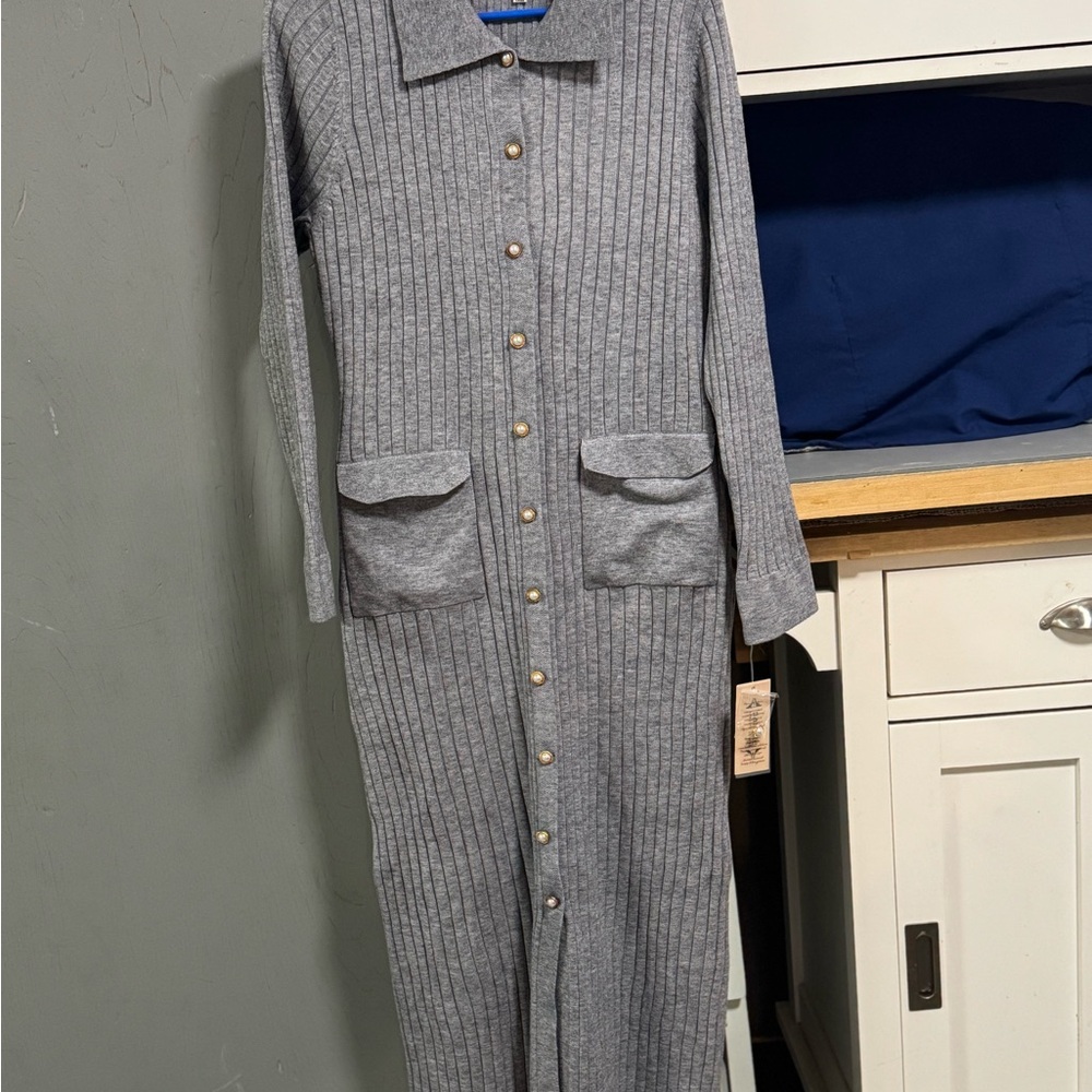 Nanette Lepore Gray Long Sleeve Sweater Dress size large